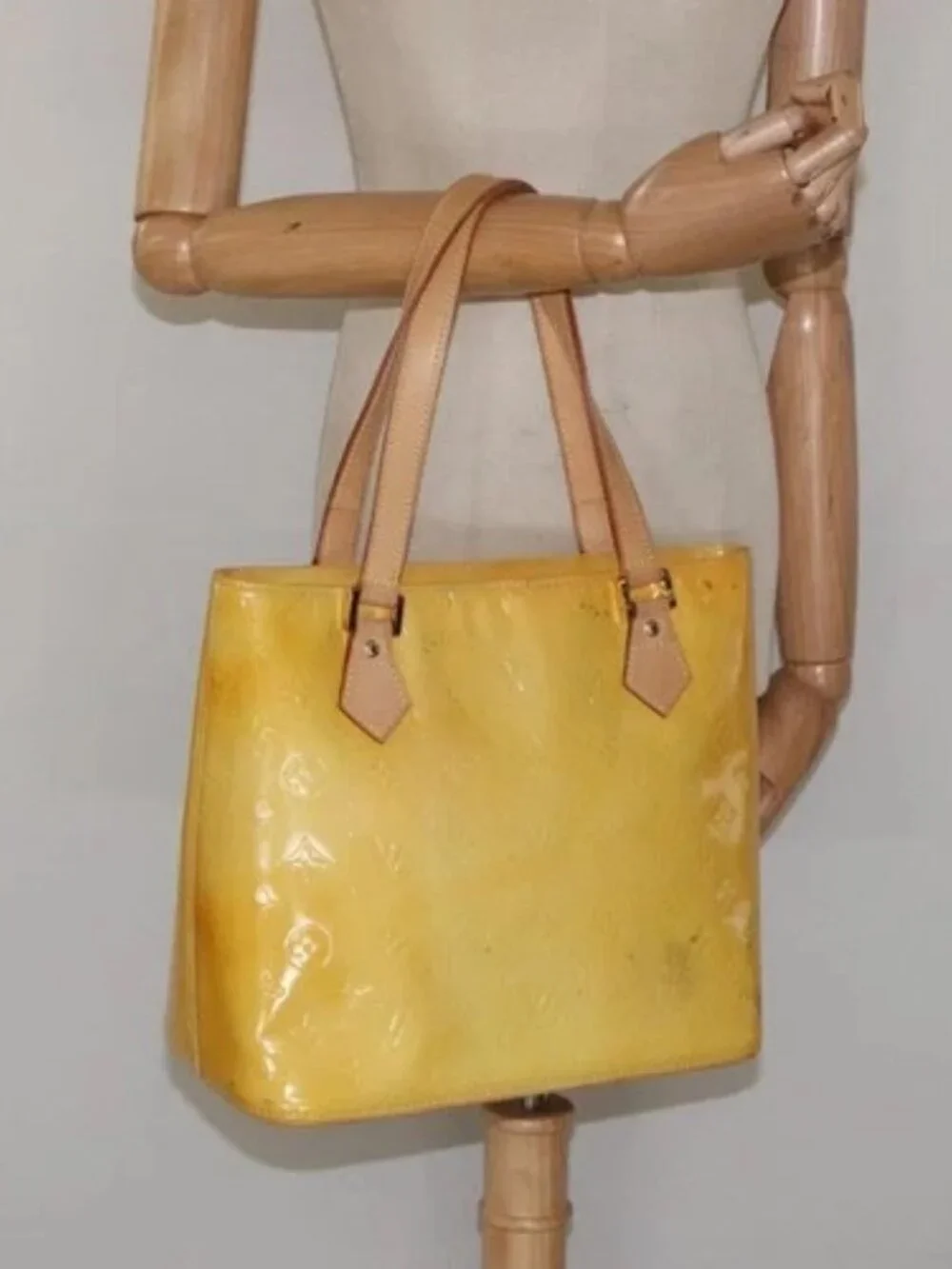 LOUIS VUITTON Monogram Vernis Houston Hand Bag Gris M91053 LV Auth BA339